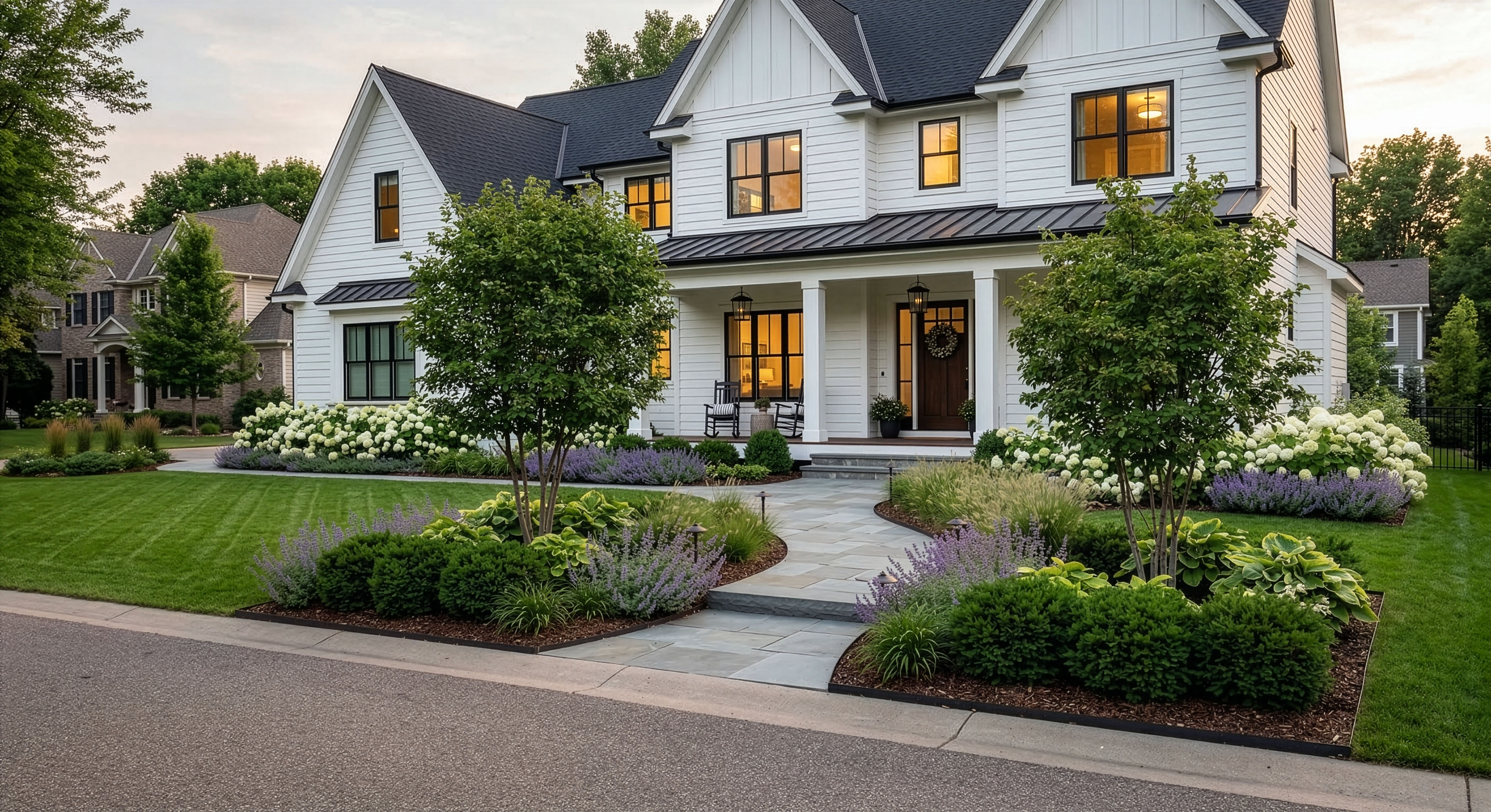 Front yard after a RoostPop transformation with cleaner structure and stronger curb appeal
